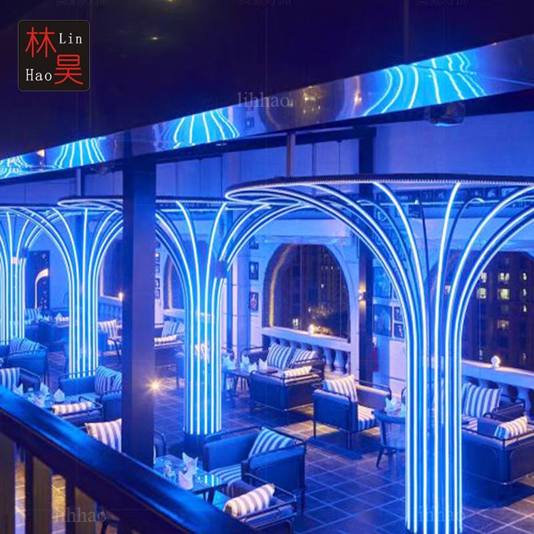 Modern LED Design Dynamic DMX Pillar Light Hotel Restaurant Corridor Bar Nightclub Wedding KTV Hall Atmosphere-Easy Embossed