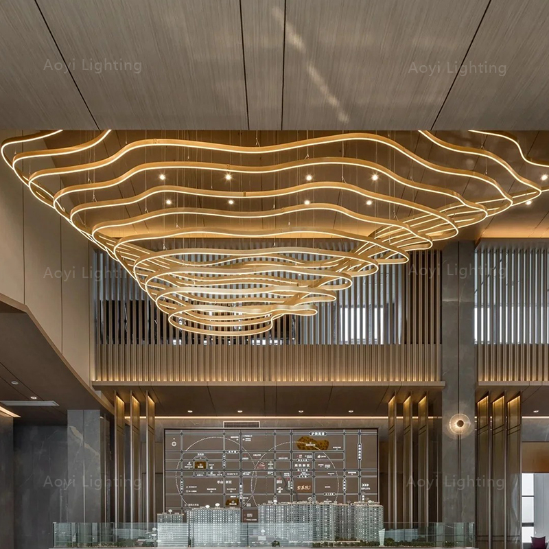 Customized Modern Light Luxury Villa Living Room Hotel Lobby Sales Office Mountain Range Chandelier