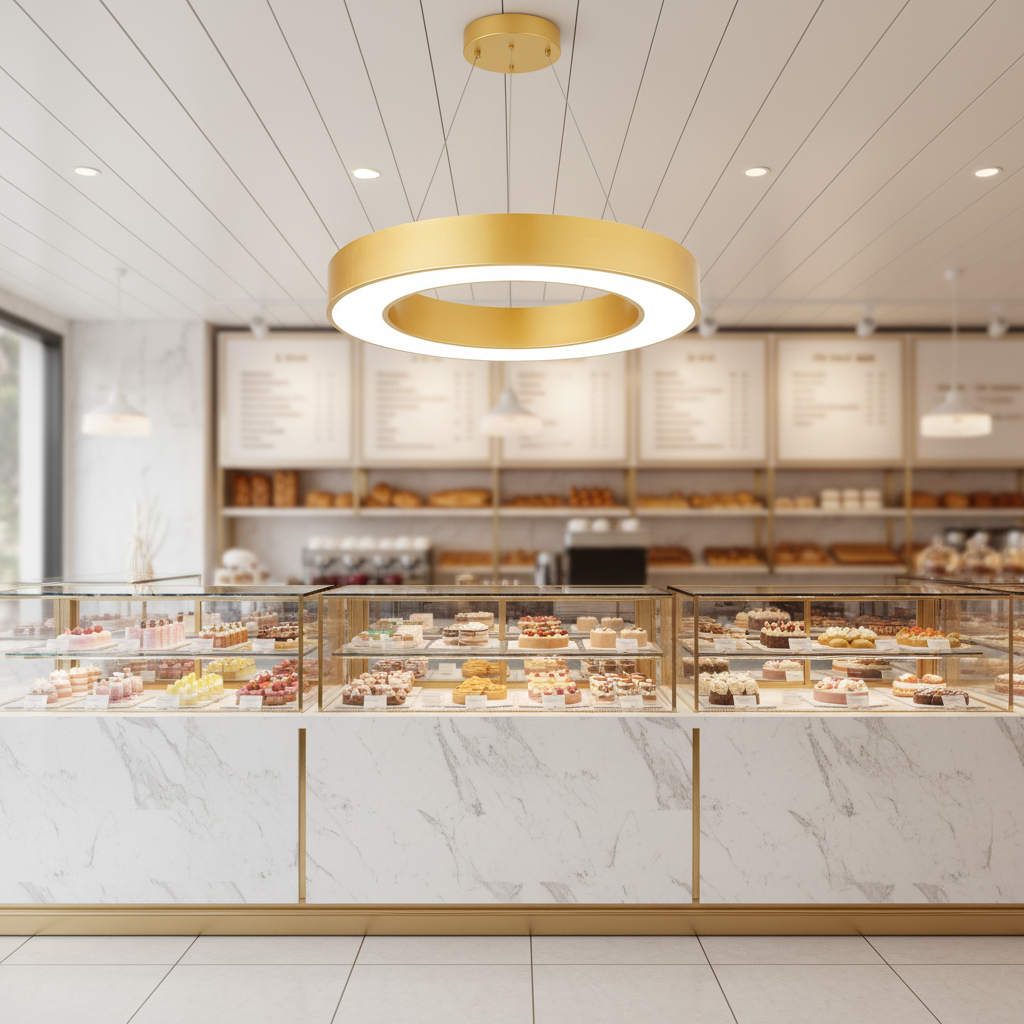 Golden Pendant Linear Ring Oval Lights for Reception, Lobby, Supermarket, Mall Engineering Projects