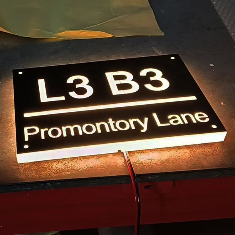 Custom Outdoor Waterproof Golden Metal Led Backlit Home Number Address Door Business Sign Wall Lighting for Hotel Room