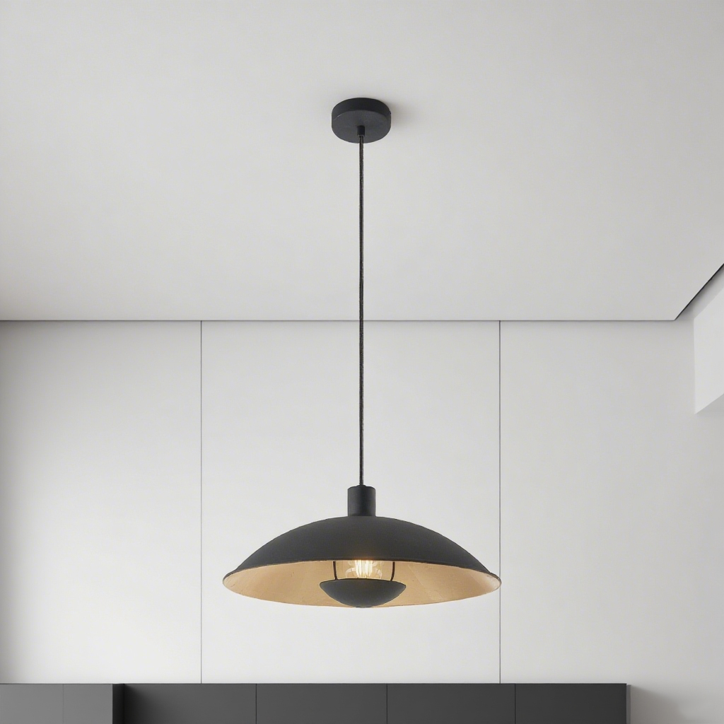 Modern Minimalist Pendant Light Black with Gold Accents Artistic Designer Lighting for Dining and Living Room Long Shape