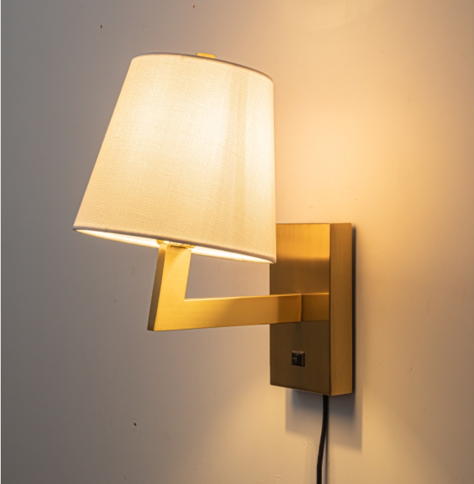 Holiday Inn Hotel Light Set Wall Lamp Brushed Brass Hotel Bedside Lamp Wall Sconce Light with USB Outlets