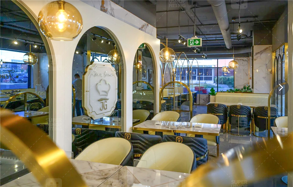 Custom Led Lighting Cafe Reception Counter Furniture Luxury Modern Wave Front Coffee Shop Bar Counter For Commercial Store