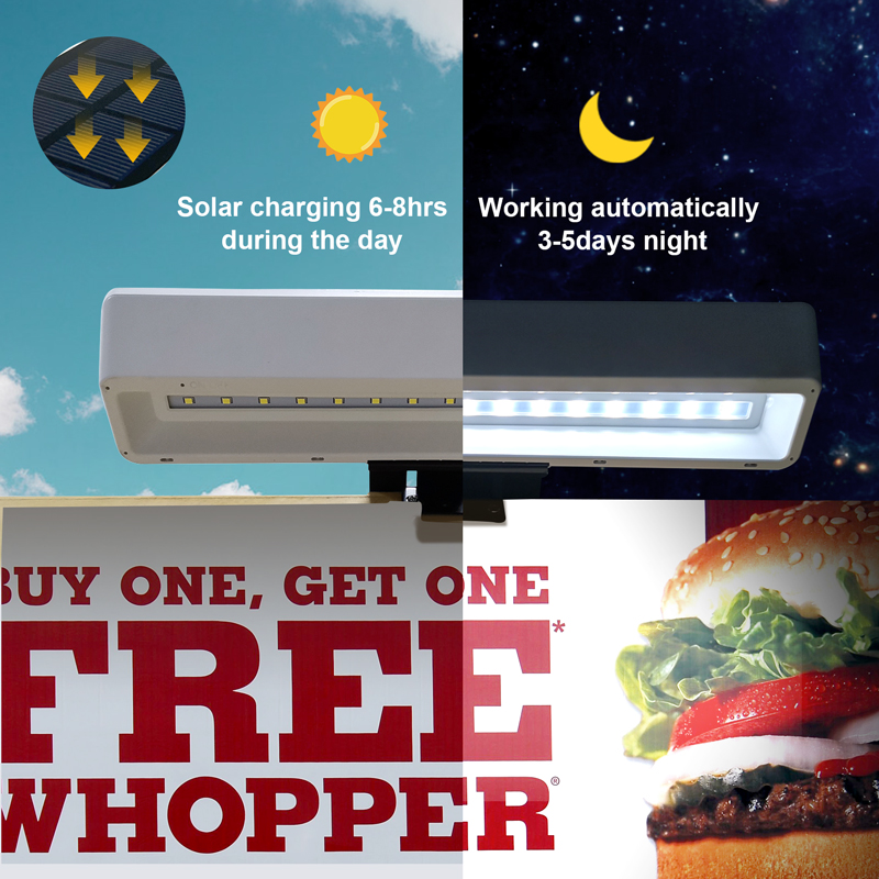 Solar Billboard Signboard Solar LED Wall Light Garden Real Estate Light ABS+PC Material Long Working Time Waterproof IP65