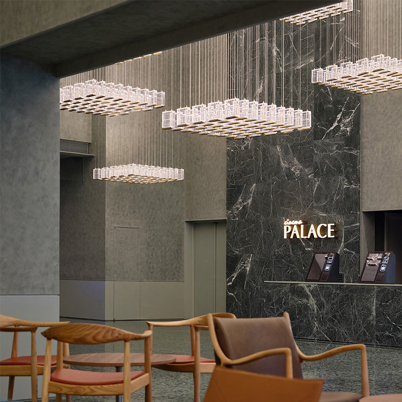 Hotel Lobby Chandelier Square Table Bar Lamp Modern Simple Light Luxury Creative Crystal Pendant Light