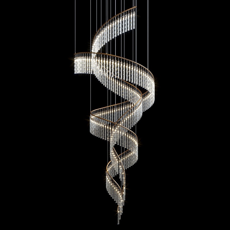 Modern Luxury Crystal Chandelier for Large Spaces 3D Printed Logo Warm White for Hotels Banquet Halls Offices Villas Duplexes AC