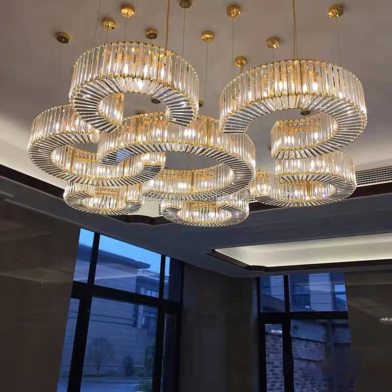 Hotel Pendant Lighting Manufacturer C-shaped DIY Crystal Lamp Luxury Sales Office Lobby Lamps Exhibition Hall Chandelier
