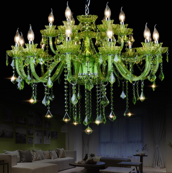 European Hotel Bedroom Lights Restaurant Green Crystal Chandelier