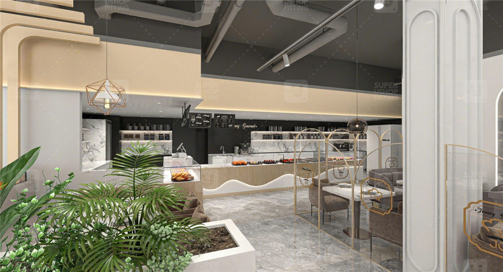 Custom Led Lighting Cafe Reception Counter Furniture Luxury Modern Wave Front Coffee Shop Bar Counter For Commercial Store