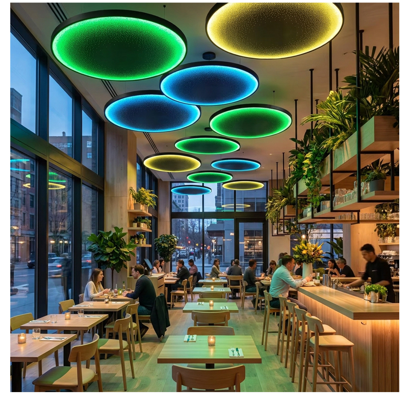 Modern RGB LED Chandelier Atmospheric Decor Smart Color Changing Pendant Light