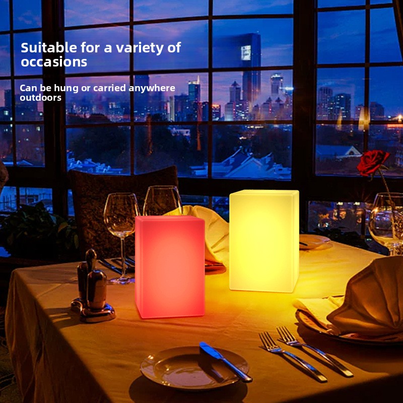 LED Illuminated Cylindrical Lamp Remote Control Creative Outdoor Restaurant Bar Lounge Tabletop Ambiance Light Cafe Decorative