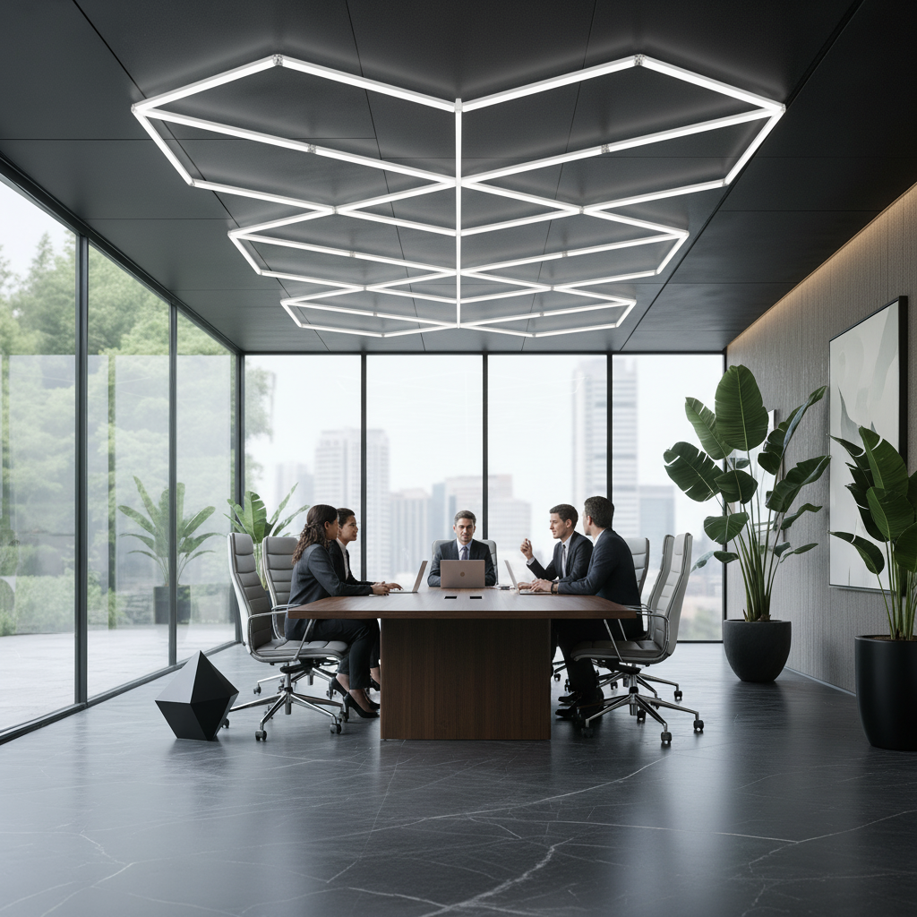Reception Lounge Excellence Geometric Office Lighting Modern 6500K PC Dimmable for Reception Room