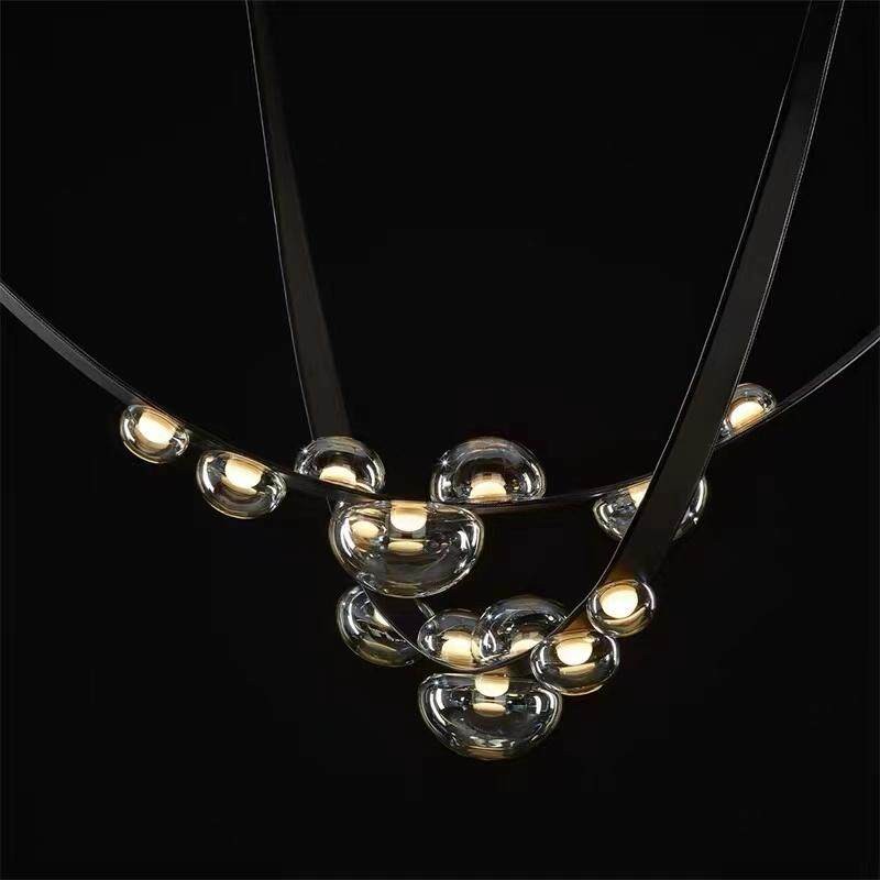 American Modern Luxury Pendant Light Decoration Commercial Office Led Crystal Round Living Room Lamp Kitchen Tassel Chandelier