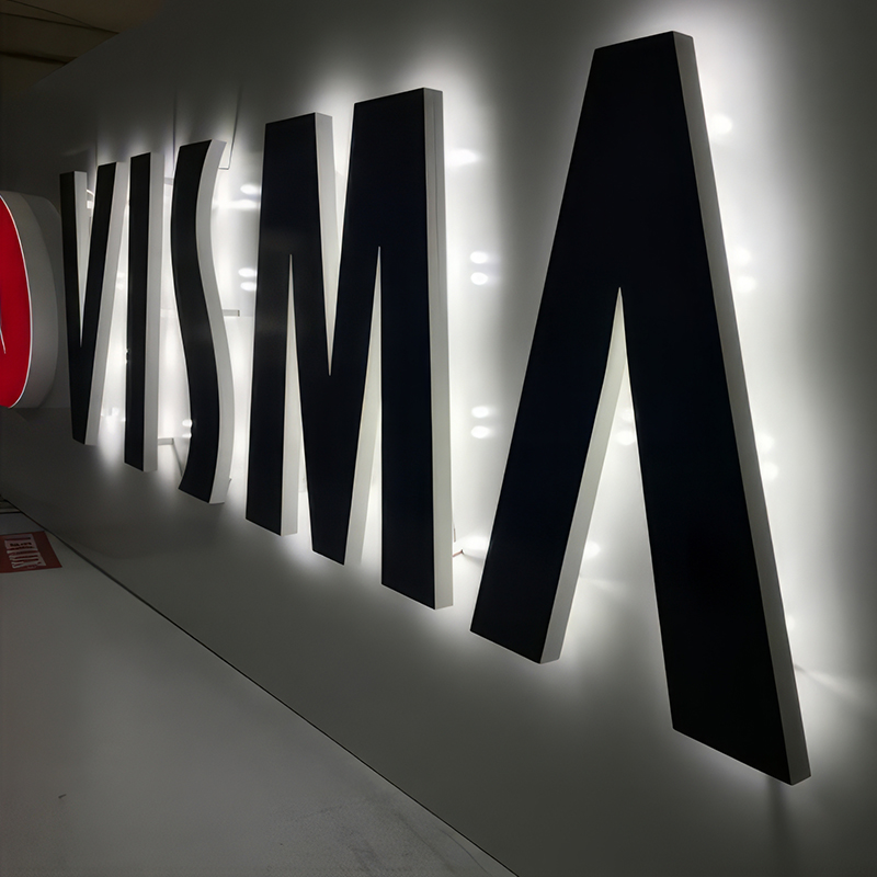 Custom Stainless Steel Backlit Logo Sign LED Halo Lit Channel Letters Illuminated Dental Office Sign Metal Wall Logo Signage