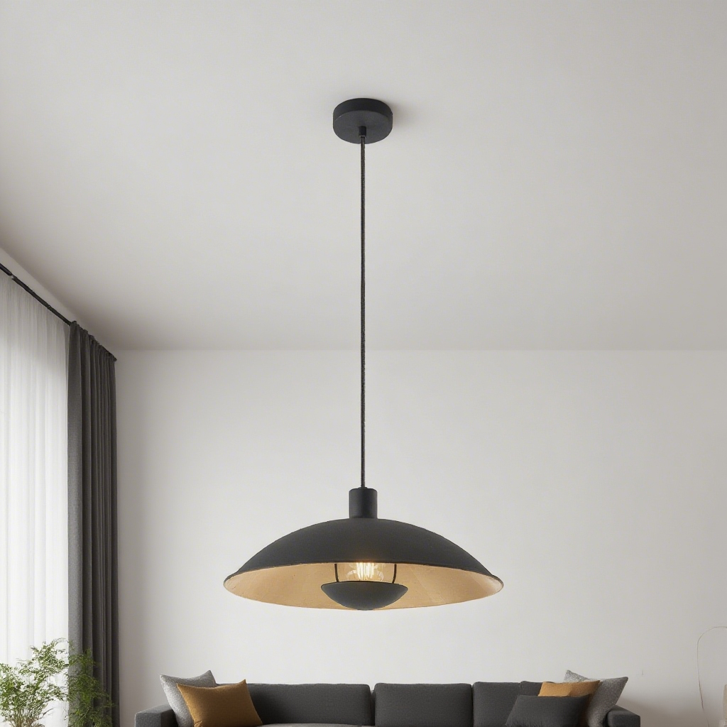 Modern Minimalist Pendant Light Black with Gold Accents Artistic Designer Lighting for Dining and Living Room Long Shape