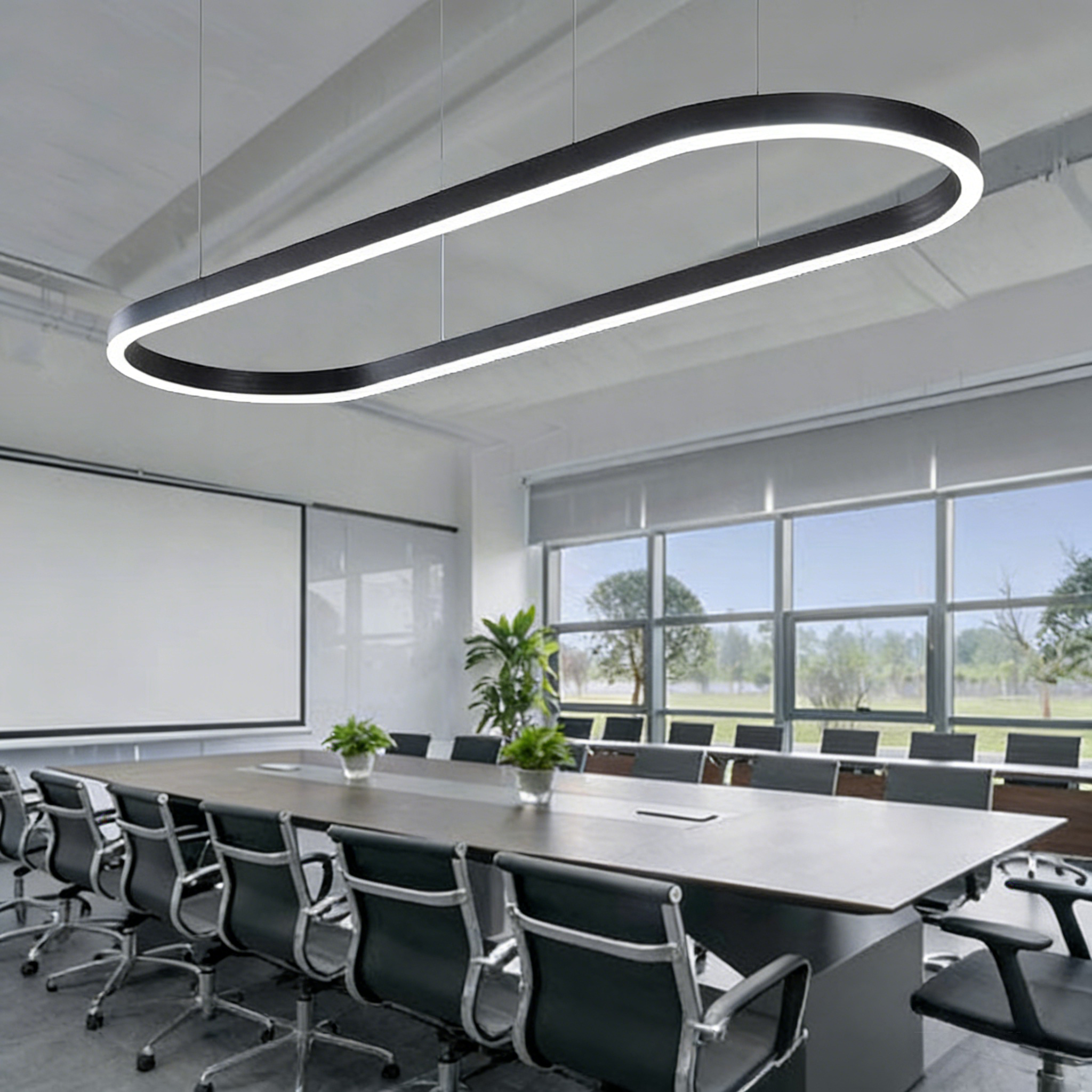 LED Iron Commercial Ceiling Light Customized Modern Minimalist Conference Room Lighting 100V-240V Rectangular Office Pendant
