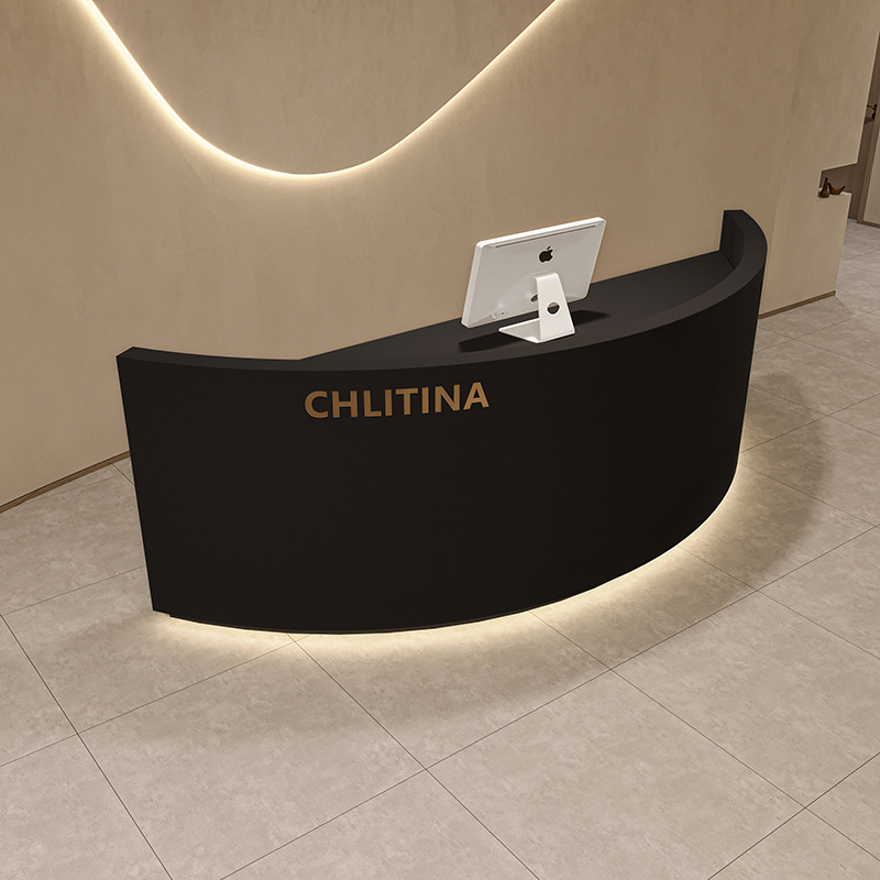 Custom Desk Curved Arc Front Painted Reception Counter Office Beauty Salon Cashier Clothing Counter Reception Desk Beauty Salon