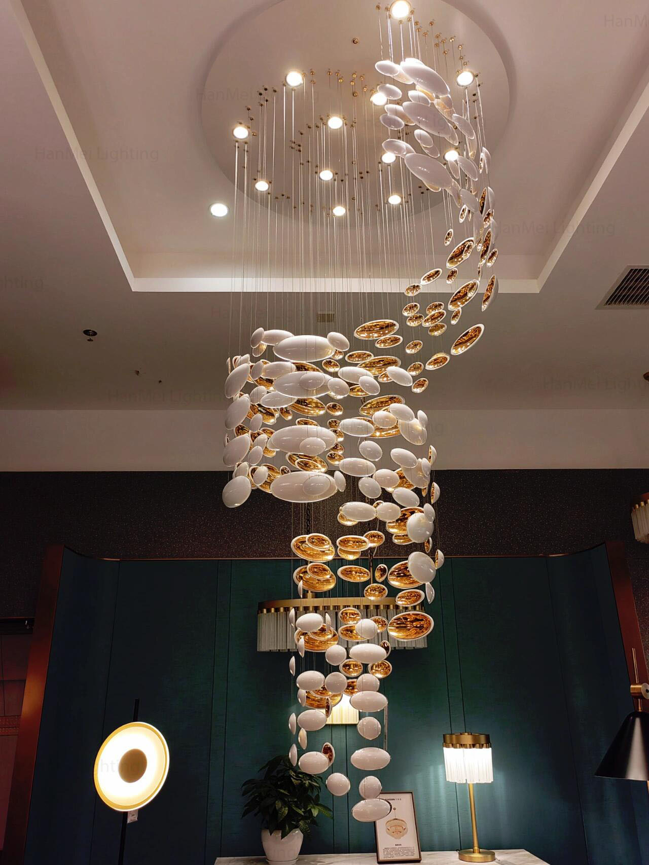 Large Modern Hotel Lobby Villa Decoration Light Glass Chandelier Creative Led Home Hanging Pendant Lamp