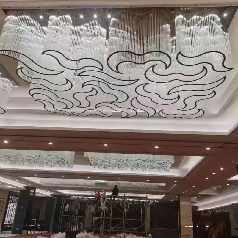 Xiangyun Custom Hotel Lobby Chandelier Glass Ceiling Sandtable Lamp for Restaurant Reception Area and Bar Project Sales