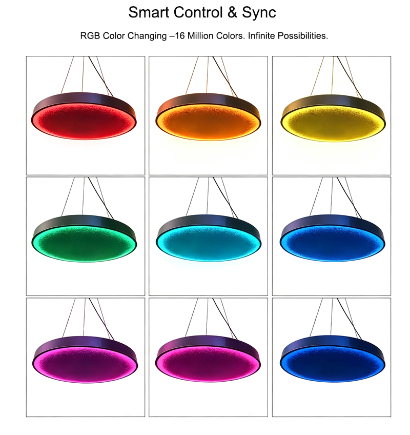 Modern RGB LED Chandelier Atmospheric Decor Smart Color Changing Pendant Light
