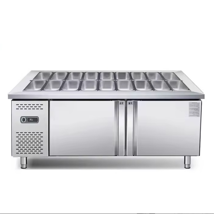 Commercial Stainless Steel Salad Bar Refrigerator for Buffet Area