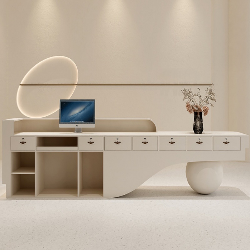 Custom Luxury Reception Desk Vintage Inspired Design LED Front Panel Hotel Lobby Counter Office Salon Store