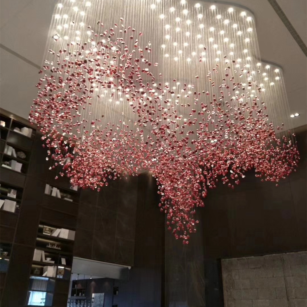Custom Crystal Glass Engineering Chandelier for Indoor Lighting for Hotel Banquet Halls Lounges Bars Villas
