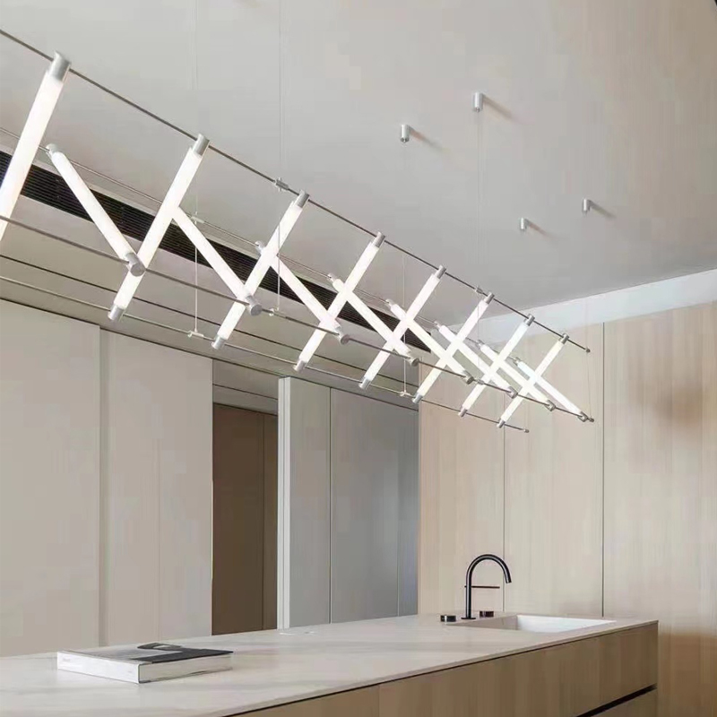 Modern Minimalist Wind Design Mazar Lamp Stainless Steel Long Restaurant Chandelier Lobby Lounge Area Coffee Bar Hotels-LED