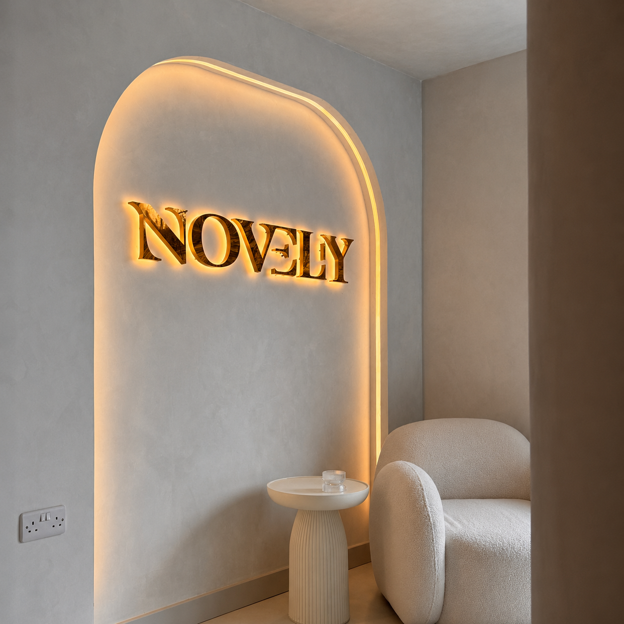 Custom Wholesale Acrylic LED Logo Sign Lighted Letters Gold Wall Signage Illuminated Business Sign For Salon Boutique Spa