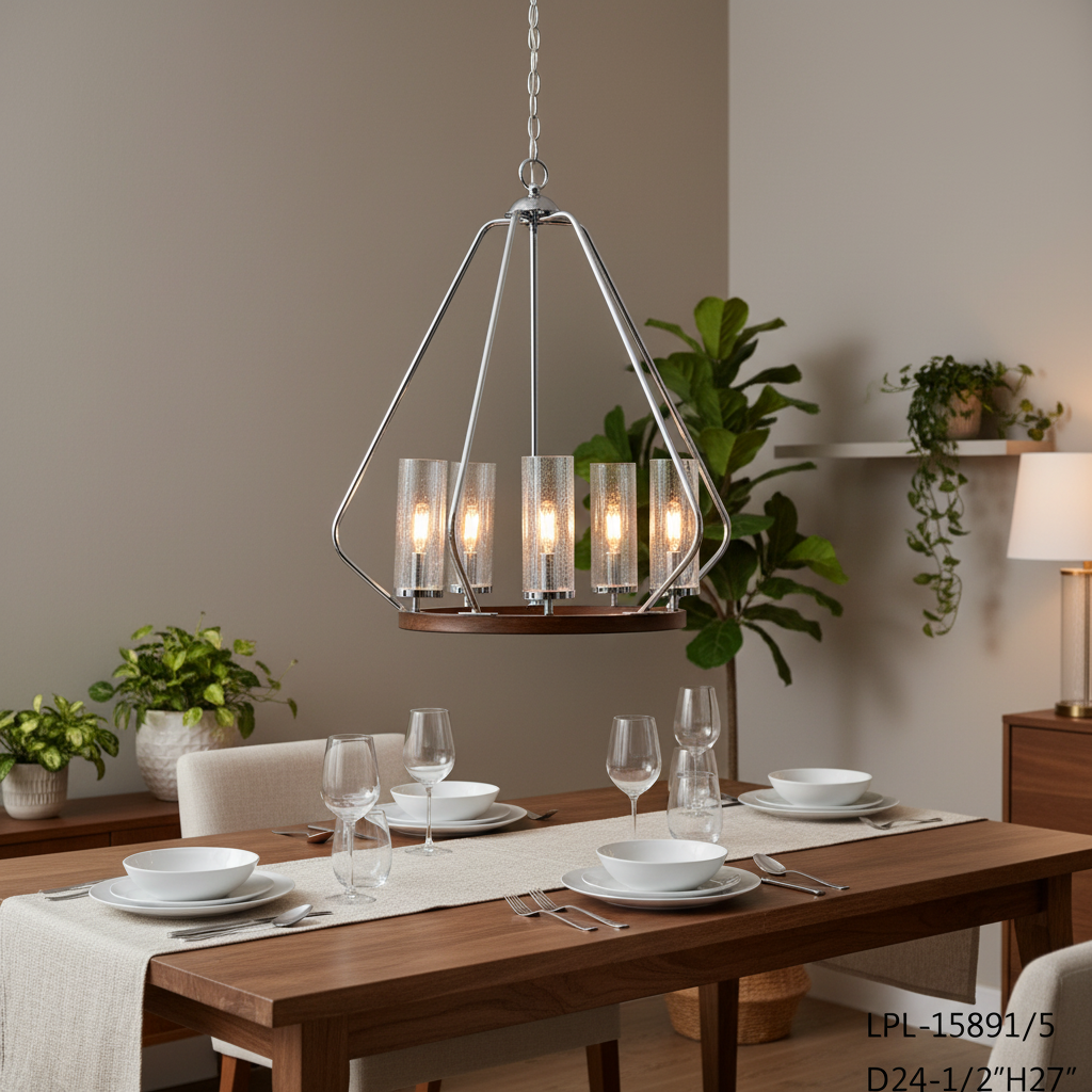 OEM ODM Modern Chandelier Nordic Dining Room Foyer Villa Lamp Geometric Metal Designer Lantern Fixture Light