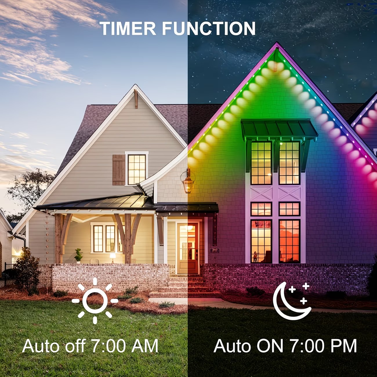 Addressable LED Eave Lights Outdoor IP67 Waterproof Wireless Control Easy Installation Color Changing Facade Roof Wall Christmas