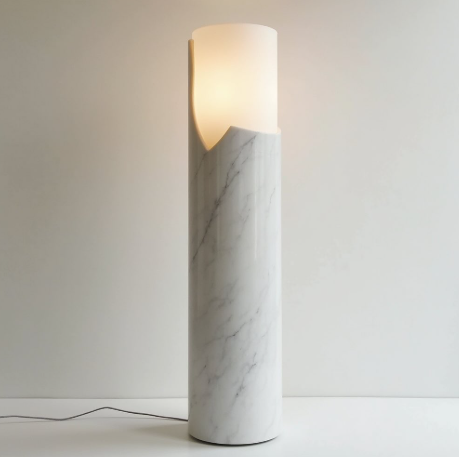 Pharos Carrara Marble Lamp Handcrafted Minimalist Luxury Lighting for Contemporary Elegant Spaces