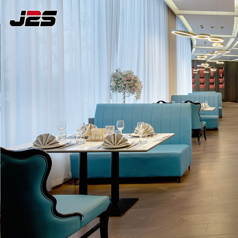 J2s Modern Restaurant Furniture Set Tables and Upholstered Chairs for Hotel Buffet Area