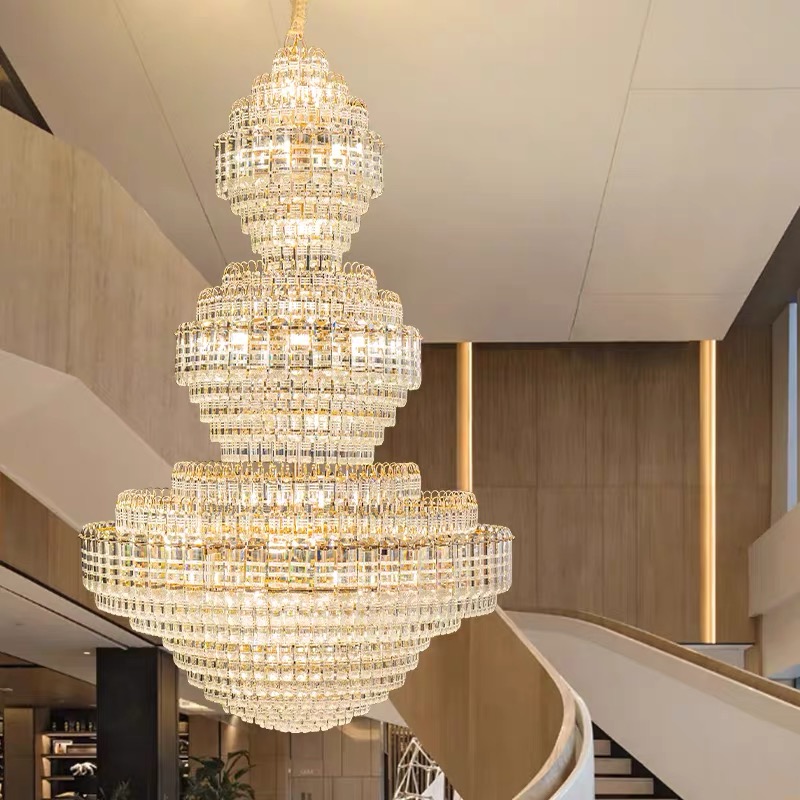 Customized Deluxe Steel Crystal Chandelier for Hotel Lobby Modern Large Crystal Chandelier for Villa Duplex Living Home Office