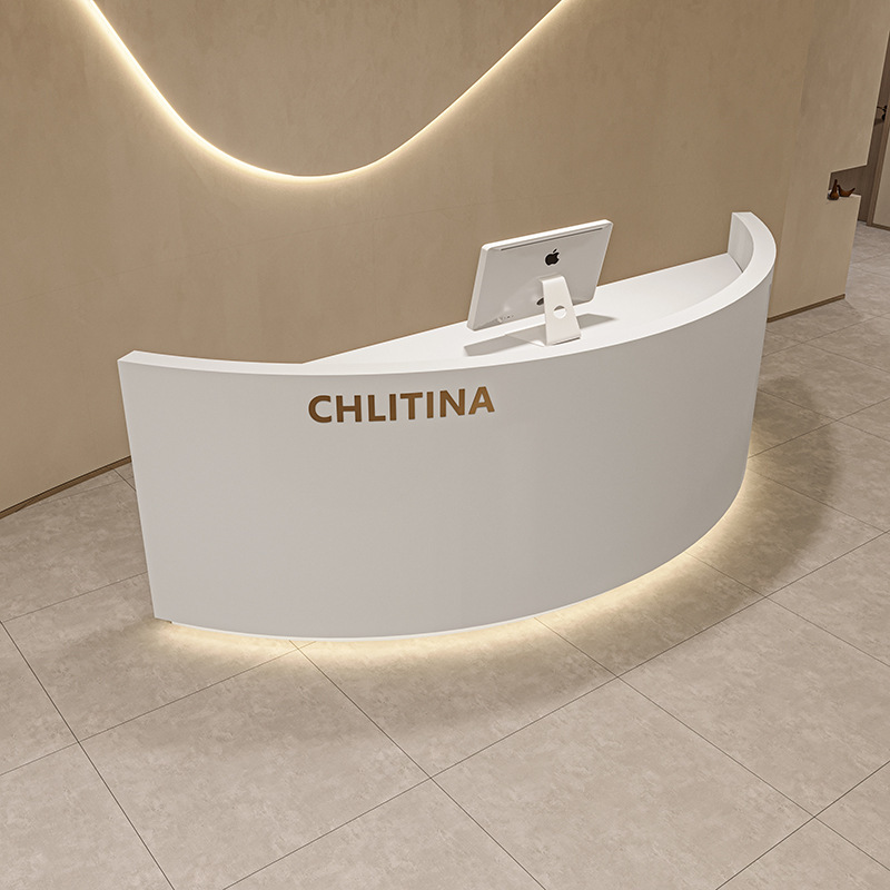 Custom Desk Curved Arc Front Painted Reception Counter Office Beauty Salon Cashier Clothing Counter Reception Desk Beauty Salon
