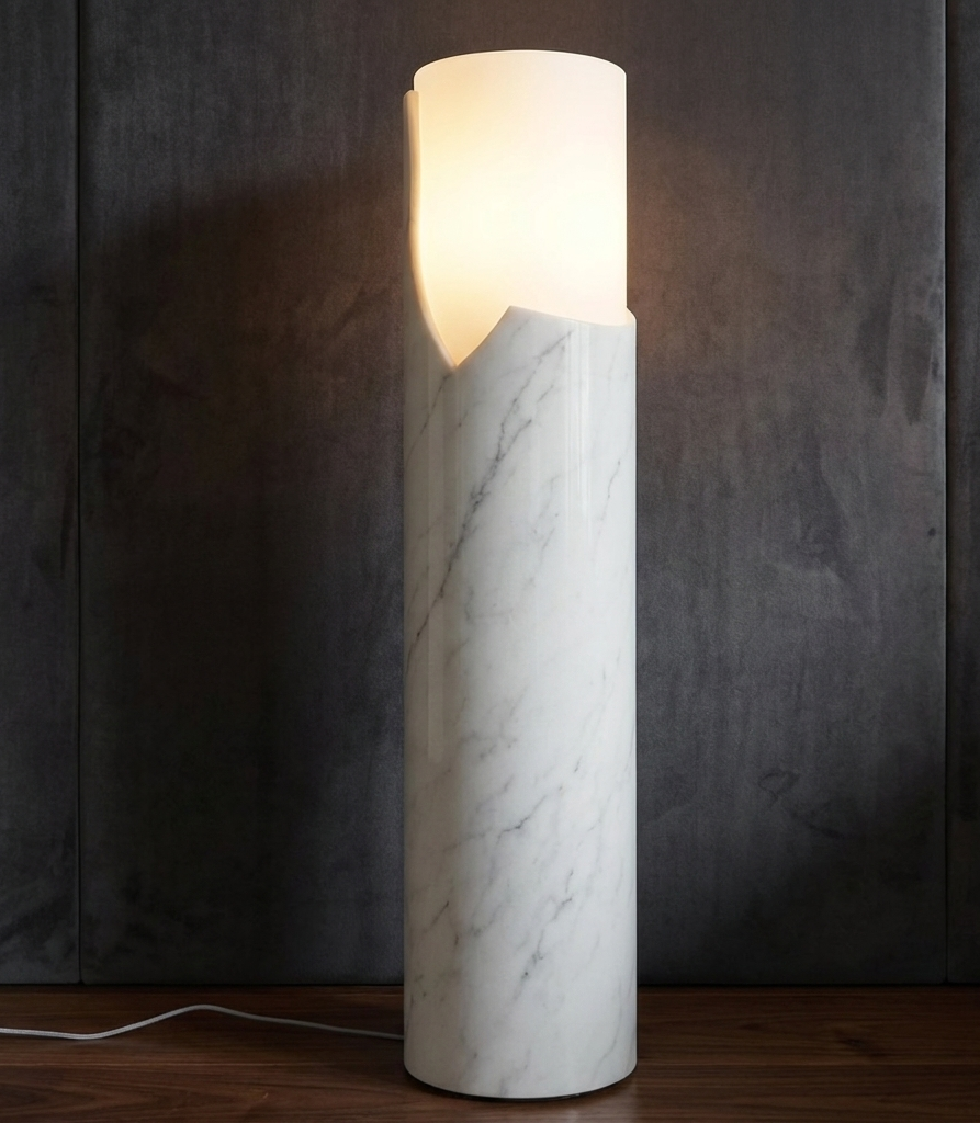 Pharos Carrara Marble Lamp Handcrafted Minimalist Luxury Lighting for Contemporary Elegant Spaces