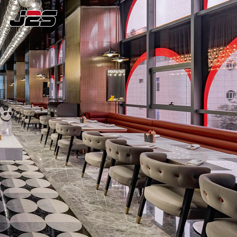 Premium Commercial Restaurant Furniture Upholstered Armchair Continuous Red Banquette Buffet Area VIP Hotel Lounge