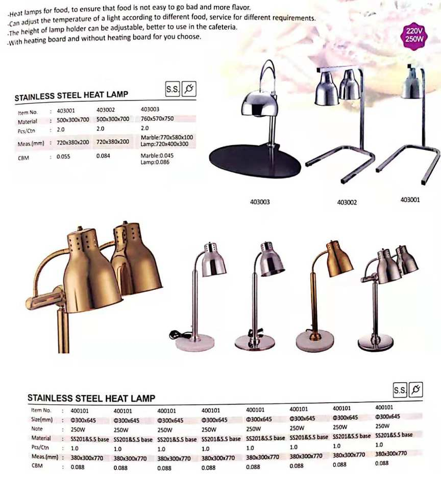 Heavybao Restaurant Hotel Kitchen Equipment High Quality Single Head Table Food Heat Lamp