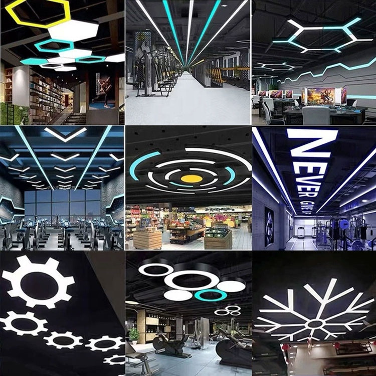 Indoor Decorative Lighting Rectangles Long Pendant Lights Acrylic RGB Square Chandelier Led Hanging Lamp Pool Table Linear Light