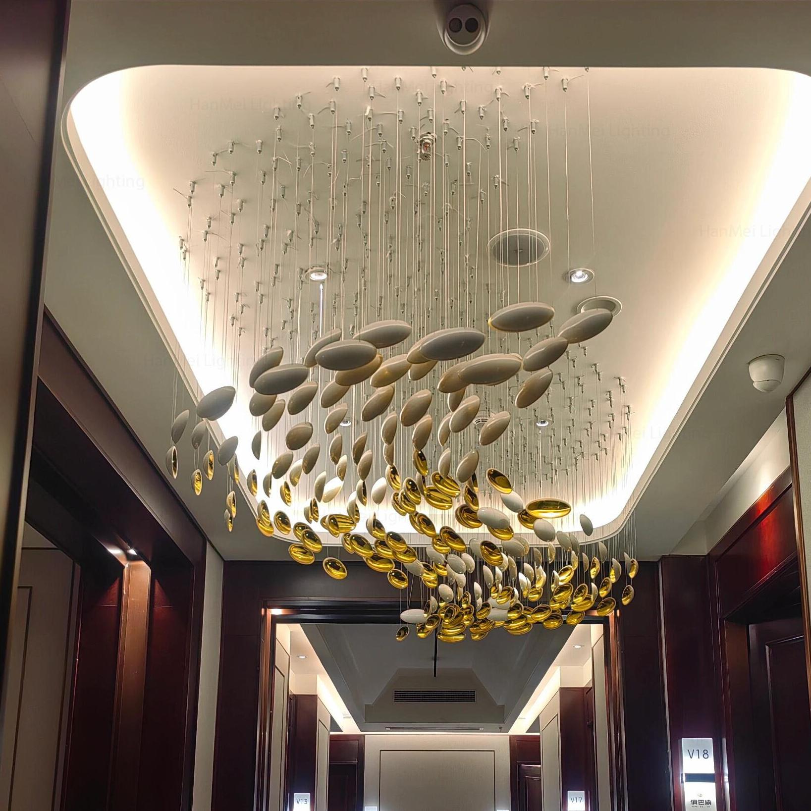 Large Modern Hotel Lobby Villa Decoration Light Glass Chandelier Creative Led Home Hanging Pendant Lamp