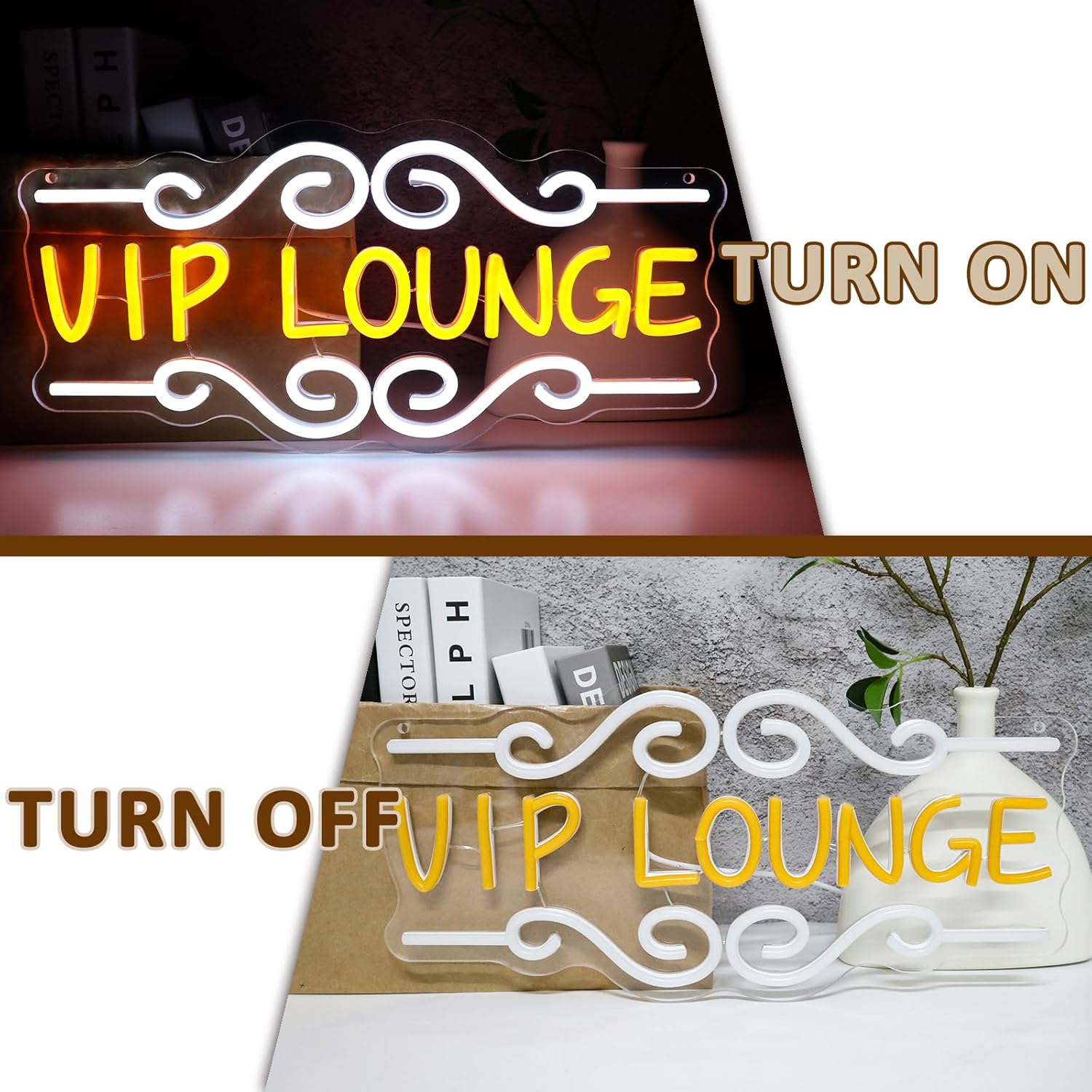VIP Lounge Neon Sign 2700K Warm White Dimmable IP65 Rated Acrylic Lamp for Wall Decor Bar Hotel Cafe Nightclub Man Cave Home