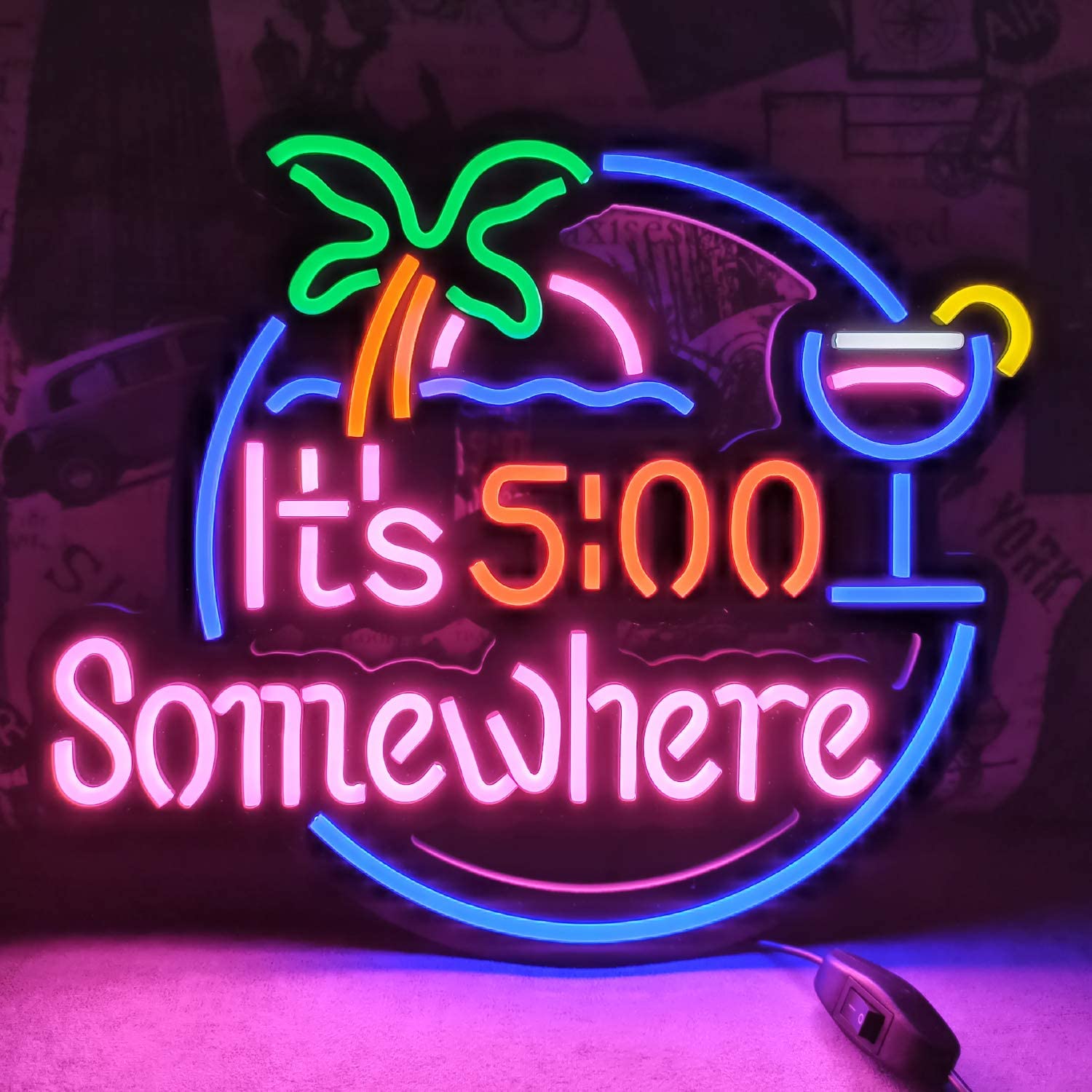 Cocktails &amp; Dreams LED Neon Sign Art Wall Lights for Beer Bar Club Bedroom Windows Glass Hotel Pub Cafe Decoration