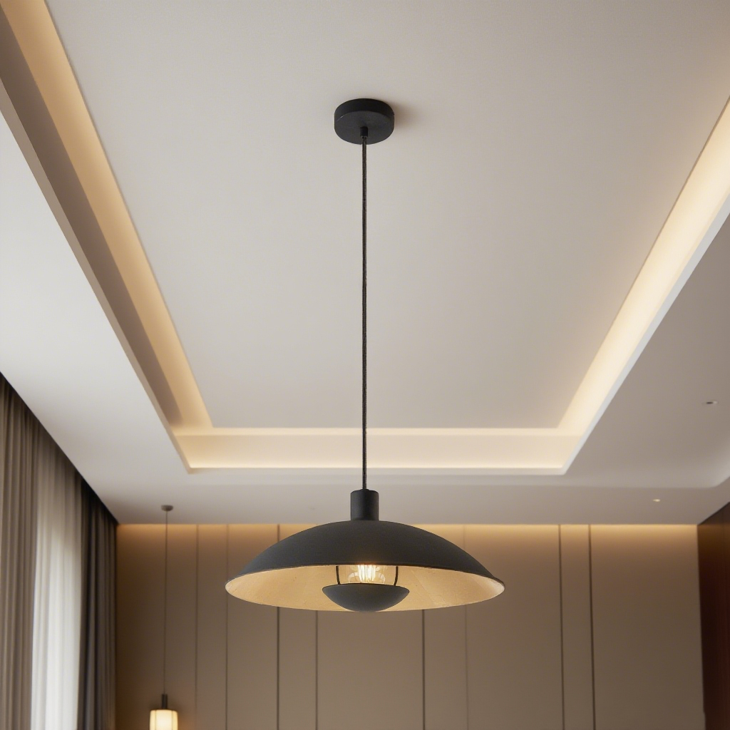 Modern Minimalist Pendant Light Black with Gold Accents Artistic Designer Lighting for Dining and Living Room Long Shape