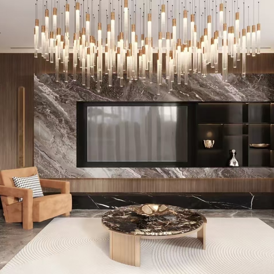 Luxury Villa Restaurant Chandelier Elegant Hotel Lobby Reception Desk Pendant Light Water Bar Island Counter Pendant Light