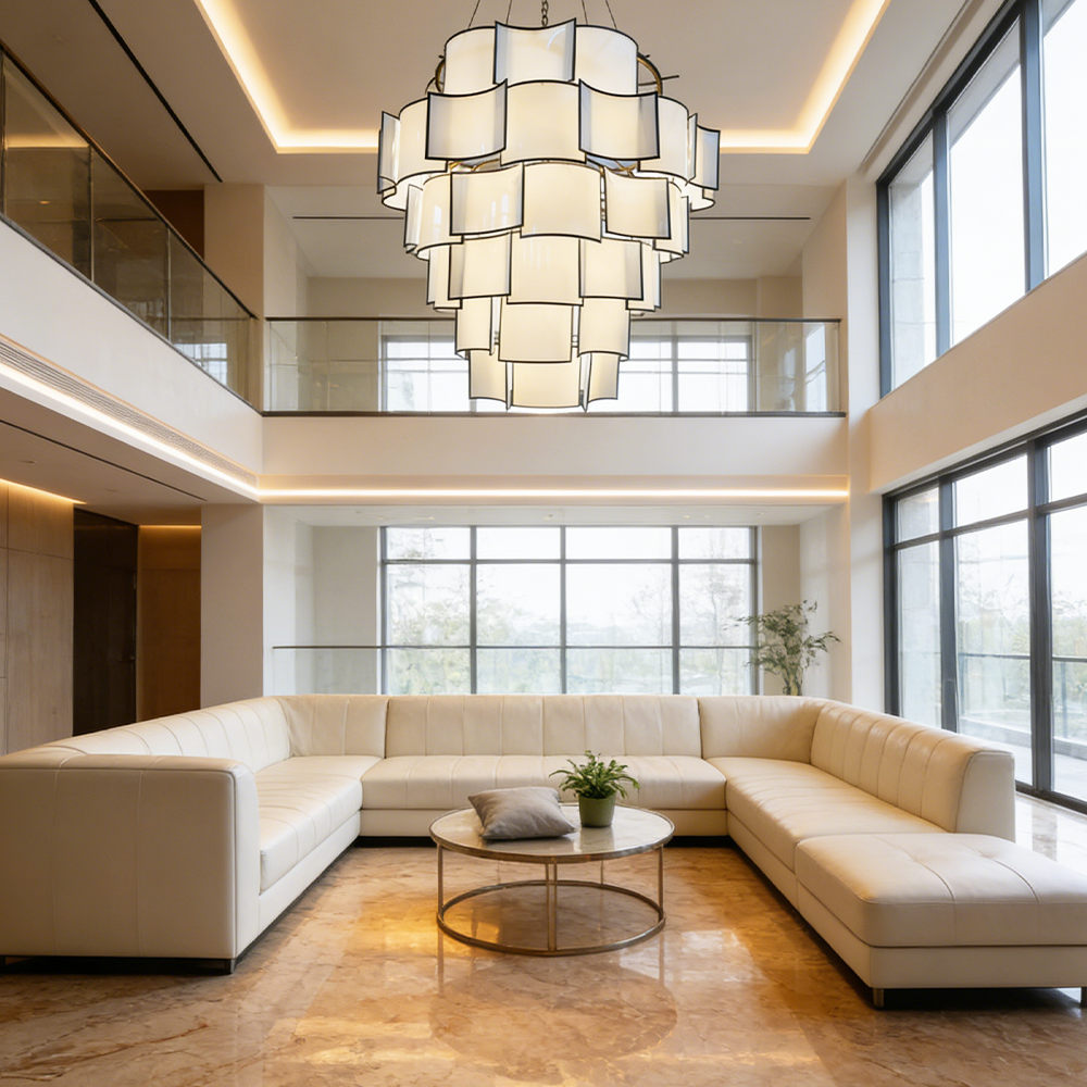Modern Stair Large Designer Chandeliers Lobby Double Height Chandelier Customized Hotel Lobby Modern Chandelier