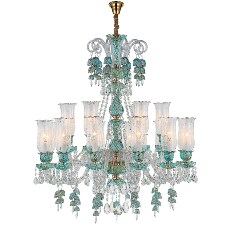 Custom Luxury Green Crystal Pendant Light Chandelier for Home Restaurant Banquet Hall Hotel Lobby Decoration Lighting
