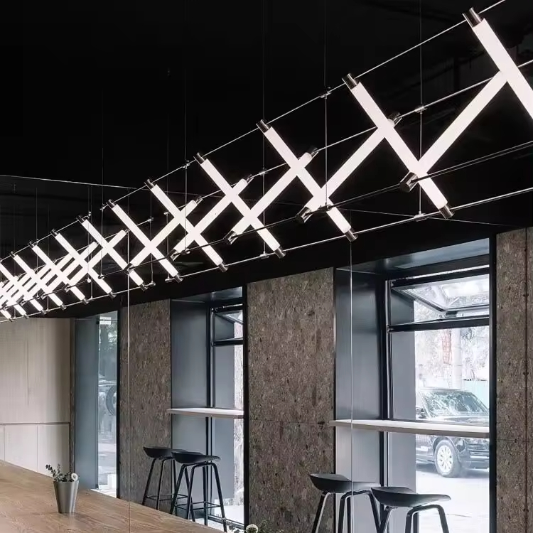 Modern Minimalist Wind Design Mazar Lamp Stainless Steel Long Restaurant Chandelier Lobby Lounge Area Coffee Bar Hotels-LED