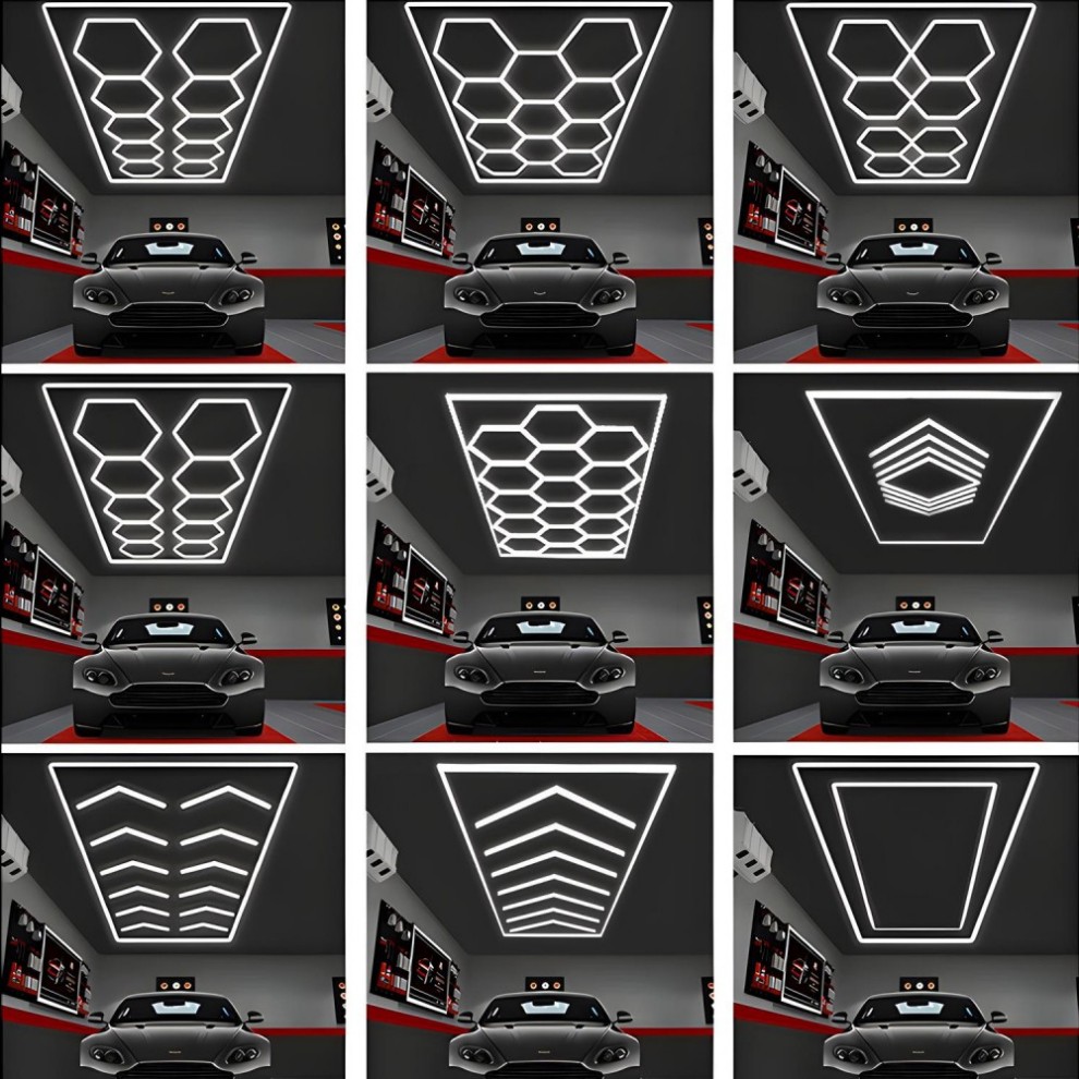 Automobile Service Bay Led Light Hexagonal Shape 110V 240V for Workshop Detailing and Car Showroom IP54 Anti Glare