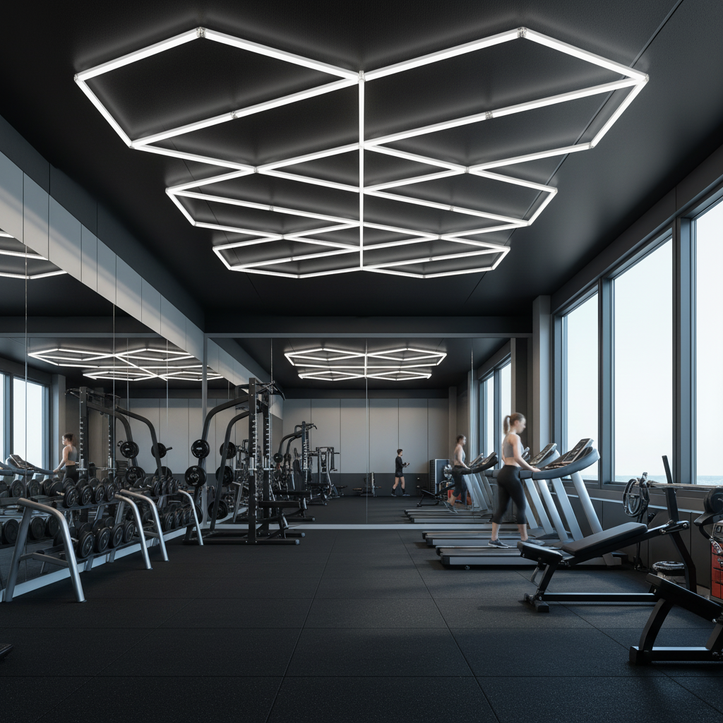 Reception Area Premium Diamond Office Lights for High Ceiling Dimmable Custom Geometric Cable Suspension for Reception Hall