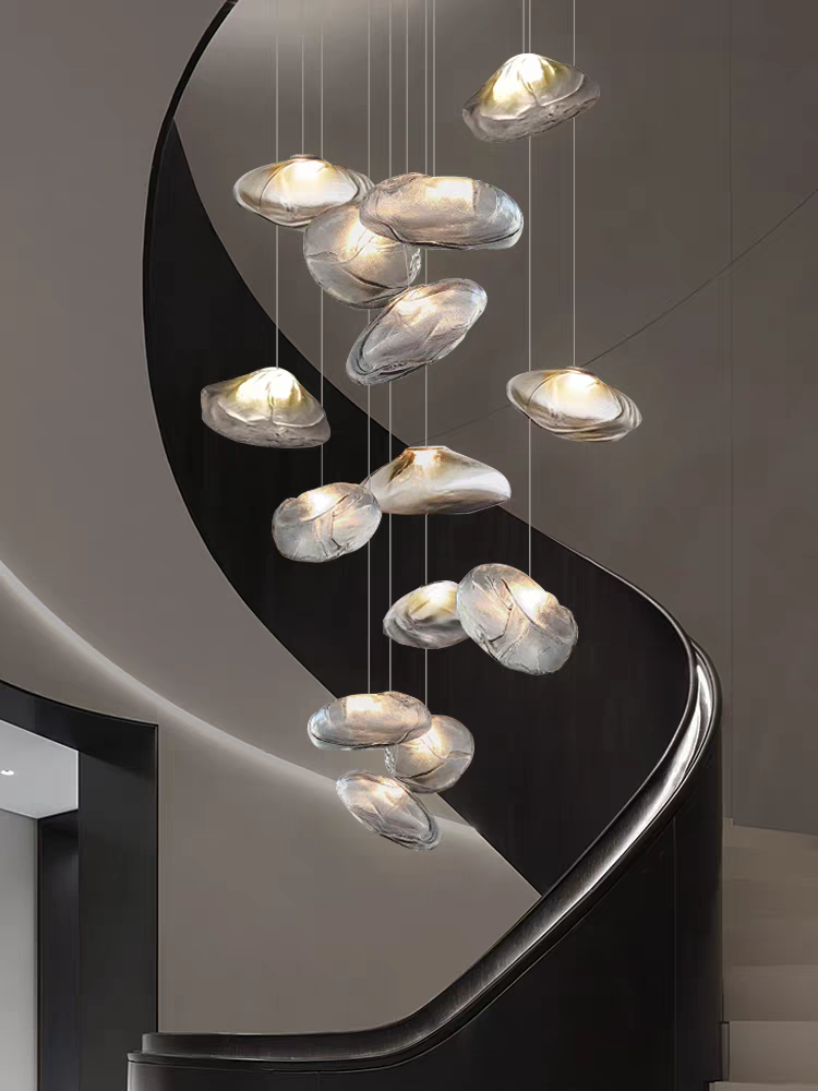 VEKO Clear cognac Smokey Glass Chandelier Staircase Hotel Lobby Art Glass High Ceiling Lamp Project Modern Chandelier